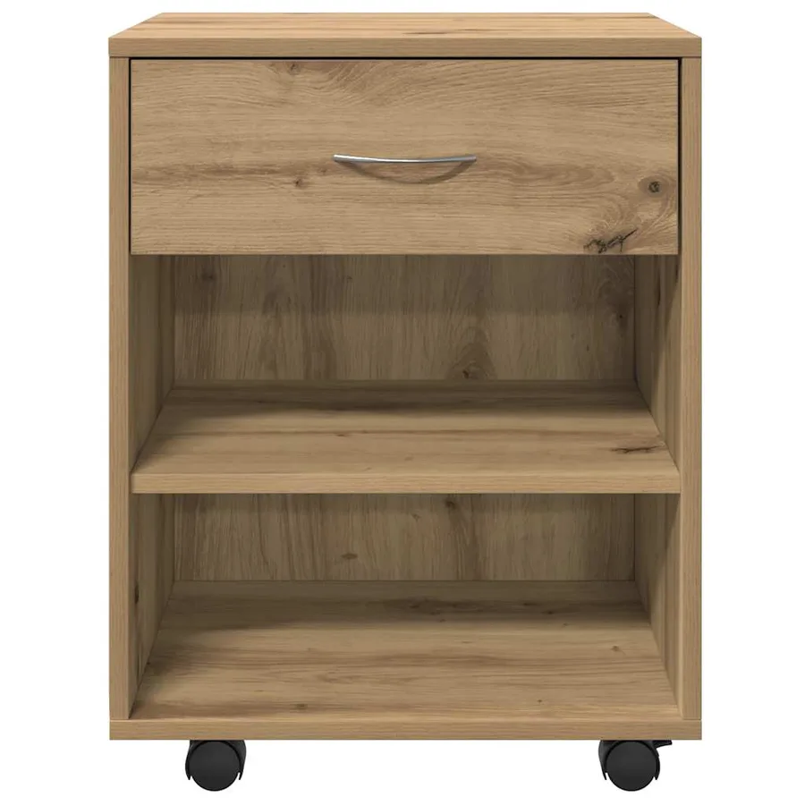 Armoire roulante chêne artisanal 46x36x59 cm bois d'ingénierie - 5