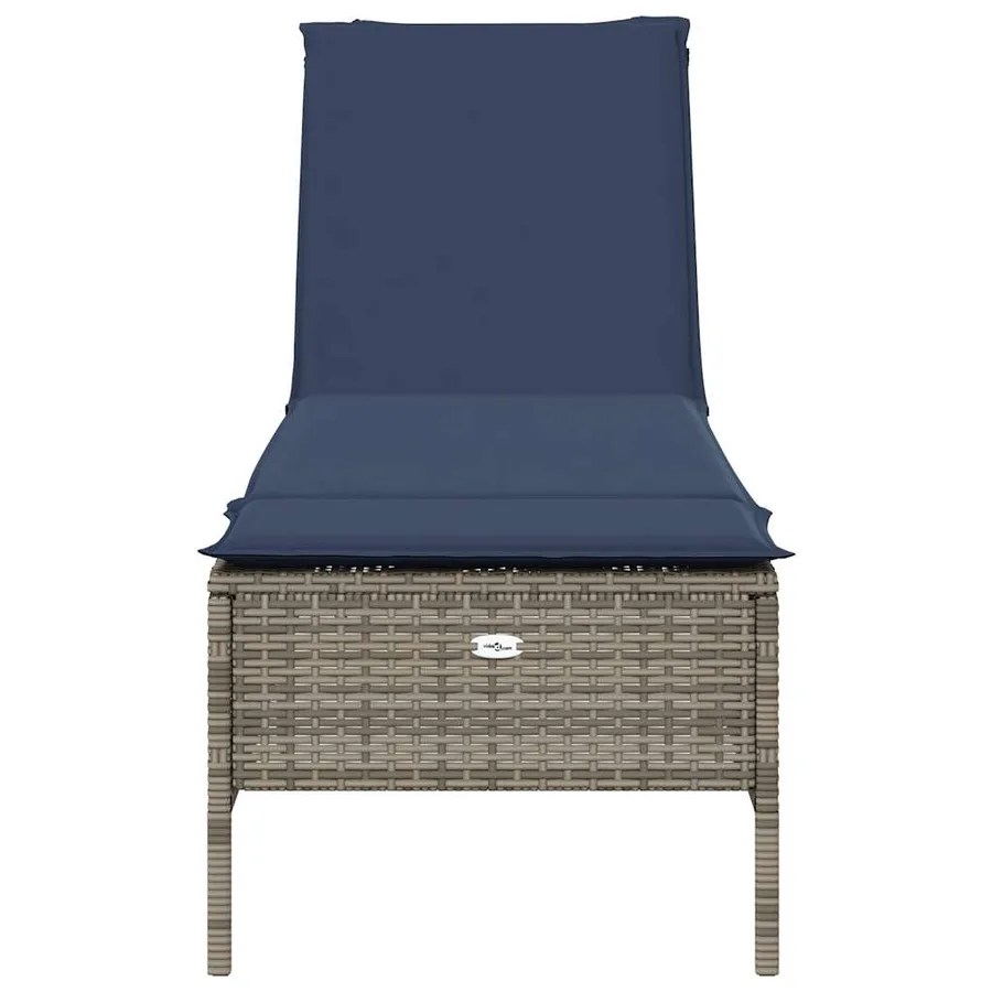 Chaise longue avec coussin gris résine tressée - 4