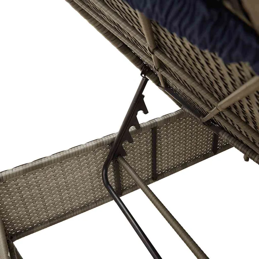 Chaise longue avec coussin gris résine tressée - 8