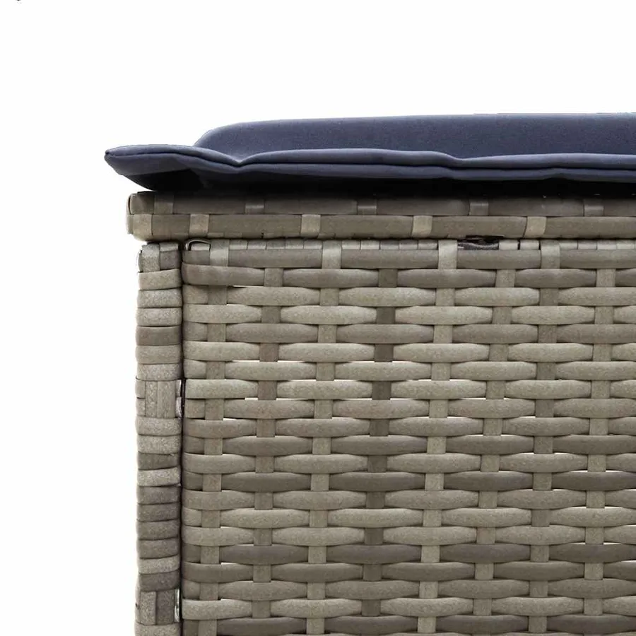 Chaise longue avec coussin gris résine tressée - 9