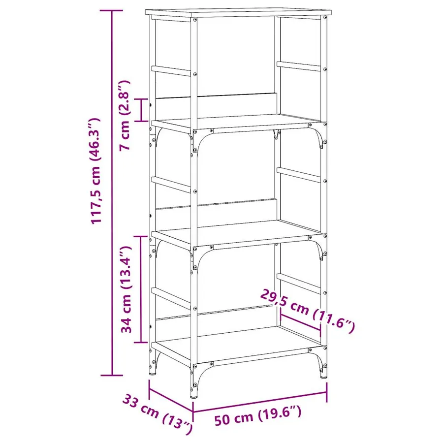 Bibliothèque vieux bois 50x33x117,5 cm bois d'ingénierie - 9