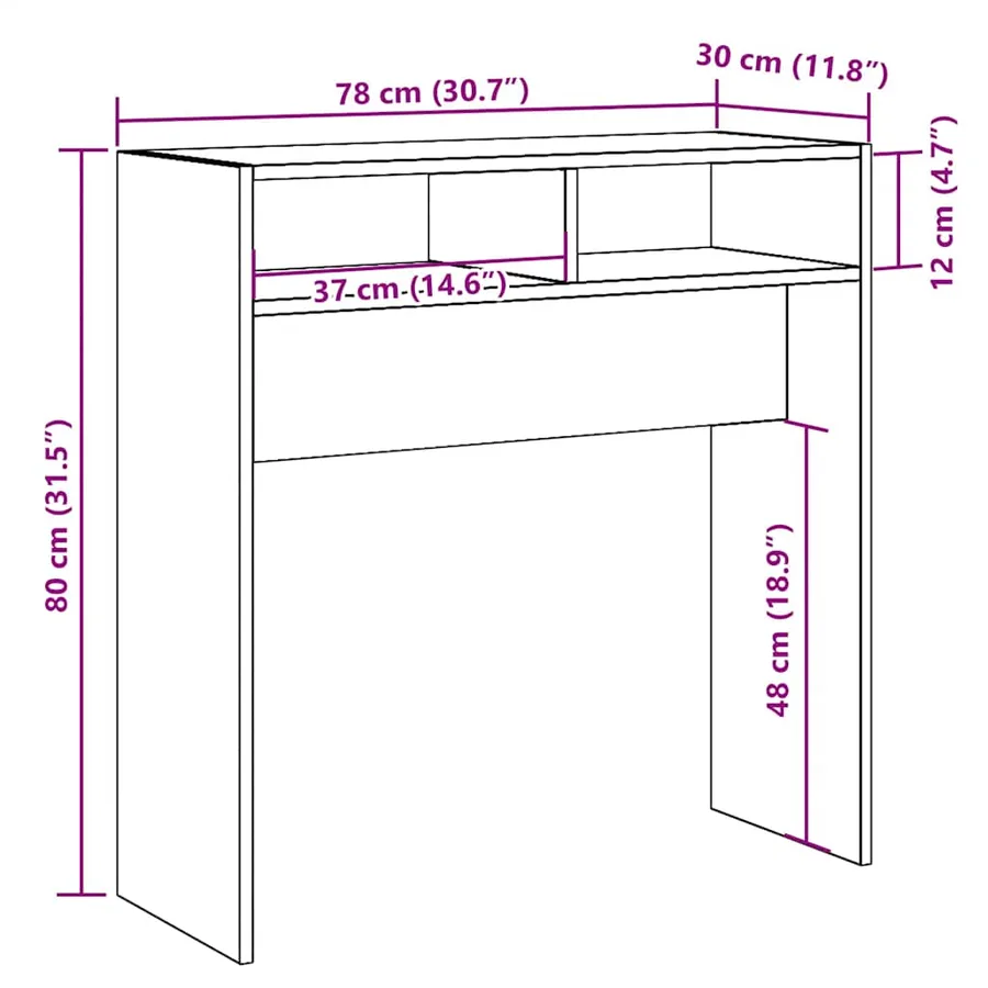 Table console chêne artisanal 78x30x80 cm bois d'ingénierie - 10