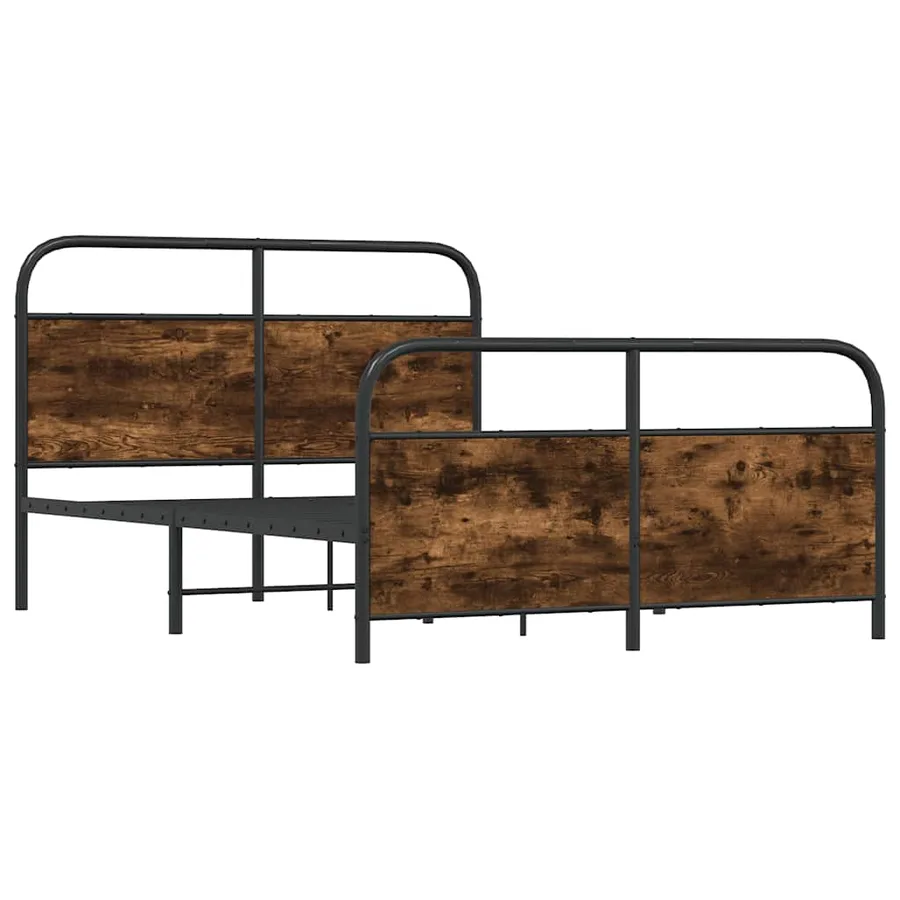 Cadre de lit en métal sans matelas chêne fumé 137x190 cm - 3