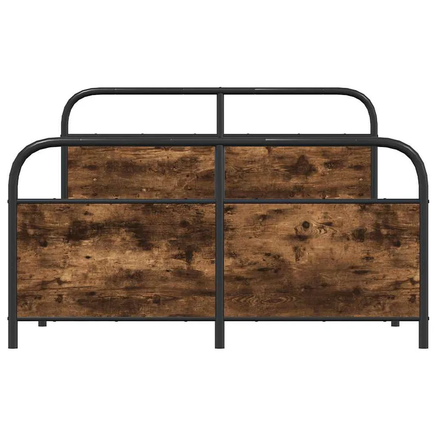 Cadre de lit en métal sans matelas chêne fumé 137x190 cm - 5