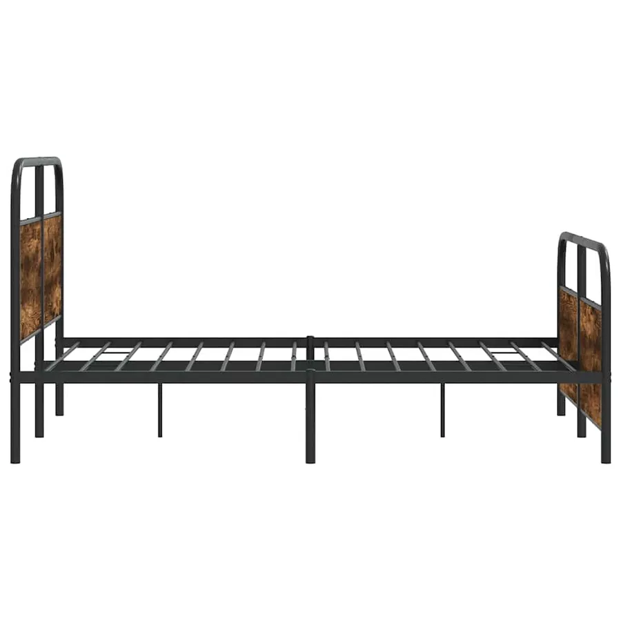 Cadre de lit en métal sans matelas chêne fumé 137x190 cm - 6