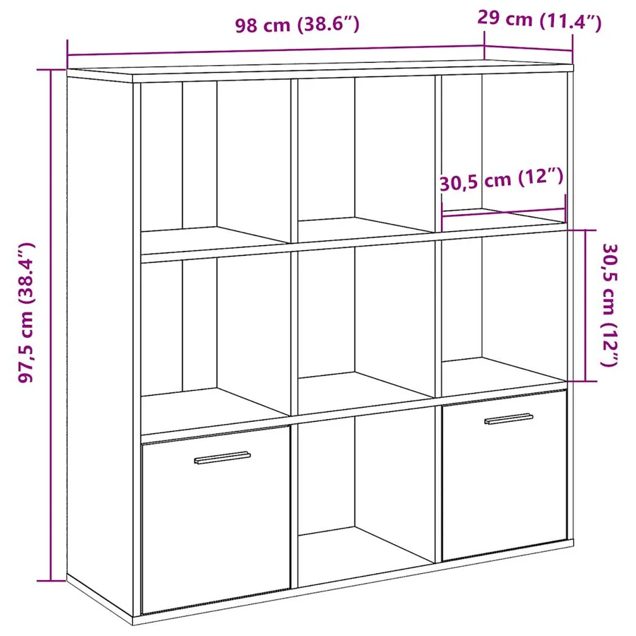 Meuble vieux bois 98x29x97,5 cm bois d'ingénierie - 11
