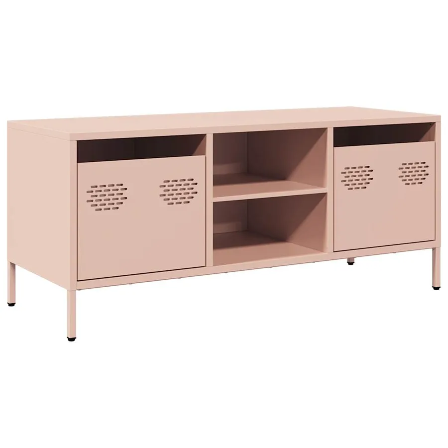 Meuble TV rose 101,5x39x43,5 cm acier laminé à froid - 2