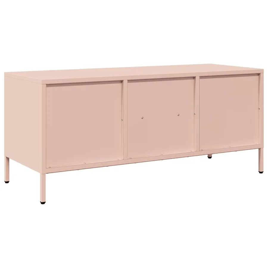 Meuble TV rose 101,5x39x43,5 cm acier laminé à froid - 7