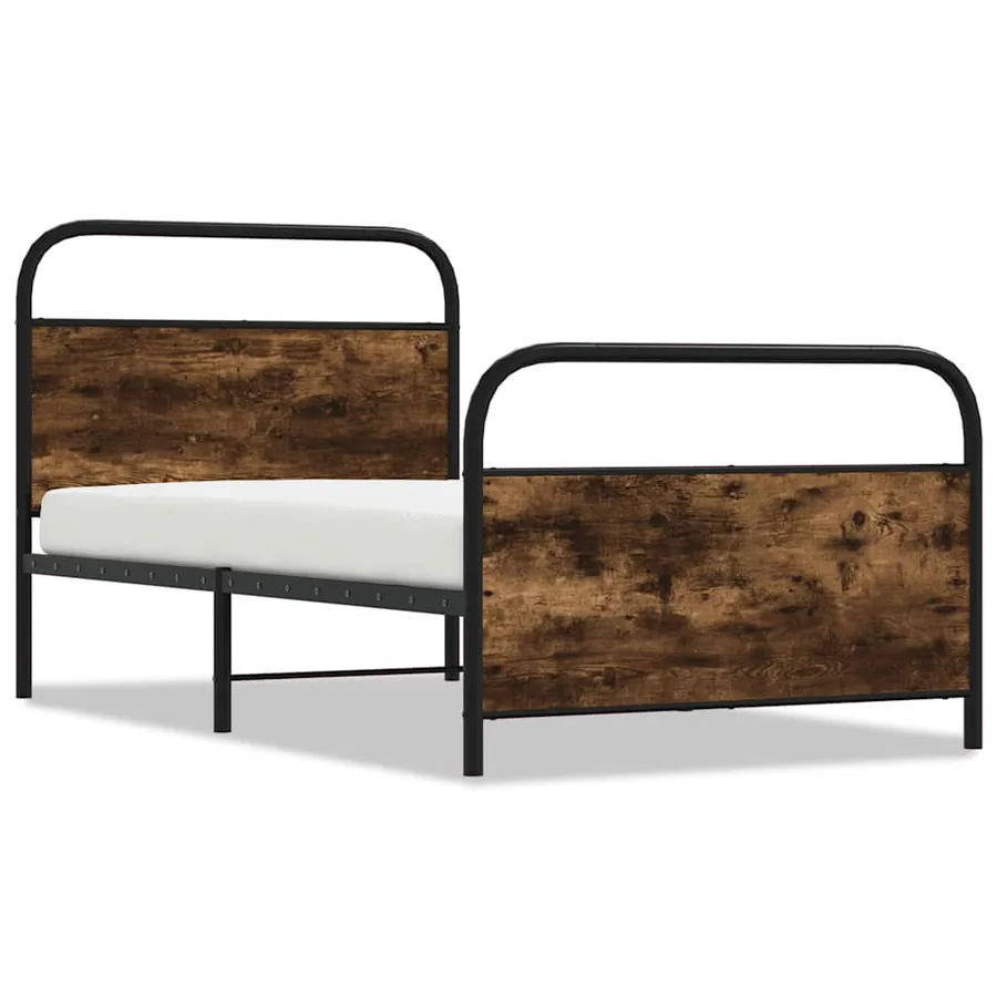 Cadre de lit sans matelas 107x203 cm chêne fumé bois ingénierie - 2