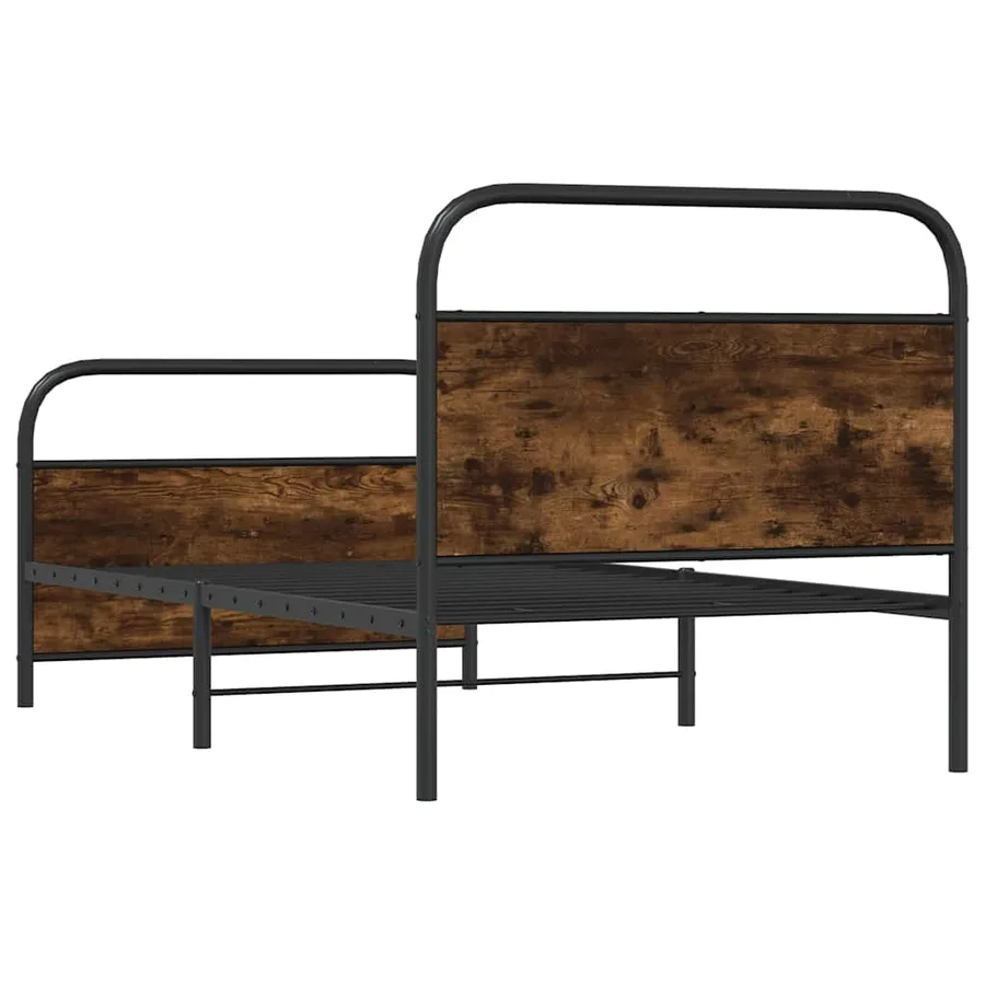 Cadre de lit sans matelas 107x203 cm chêne fumé bois ingénierie - 7