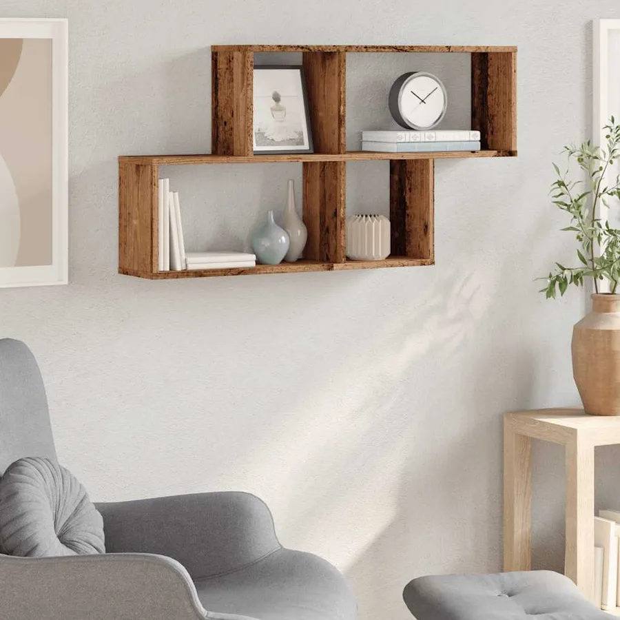 Étagère murale vieux bois 100x18x53 cm bois d'ingénierie - 3