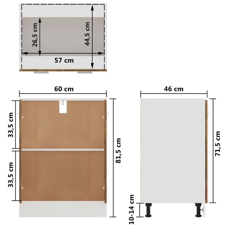 Meuble bas "Lyon" Bois ancien 60 x 46 x 81,5 cm Bois d'ingénierie - 12