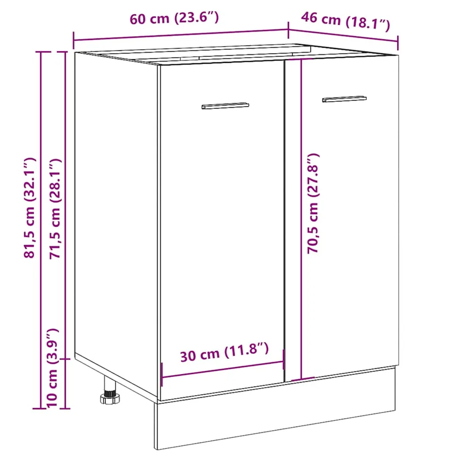 Meuble bas "Lyon" Bois ancien 60 x 46 x 81,5 cm Bois d'ingénierie - 13