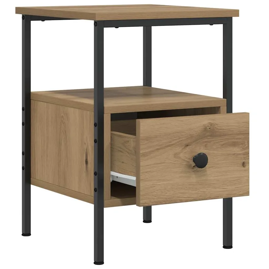Tables de chevet 2 pcs chêne artisanal bois d'ingénierie - 5