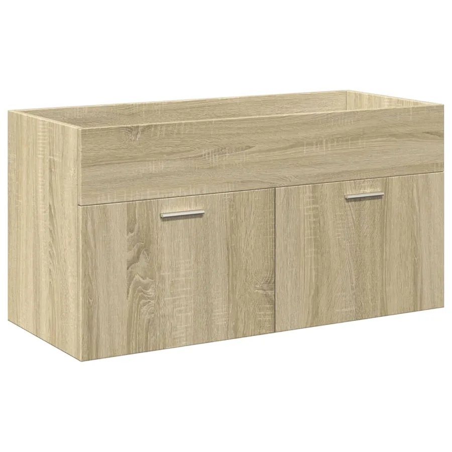 Armoire lavabo de salle de bain et bassin intégré chêne sonoma - 5