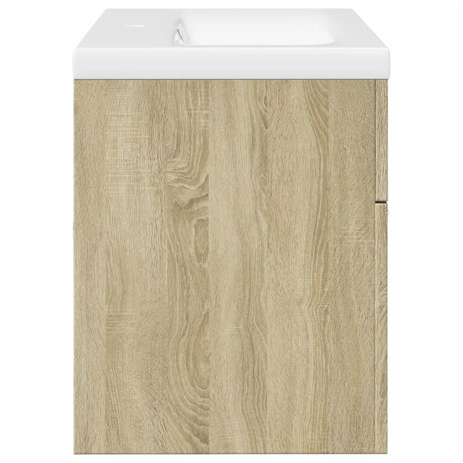 Armoire lavabo de salle de bain et bassin intégré chêne sonoma - 7