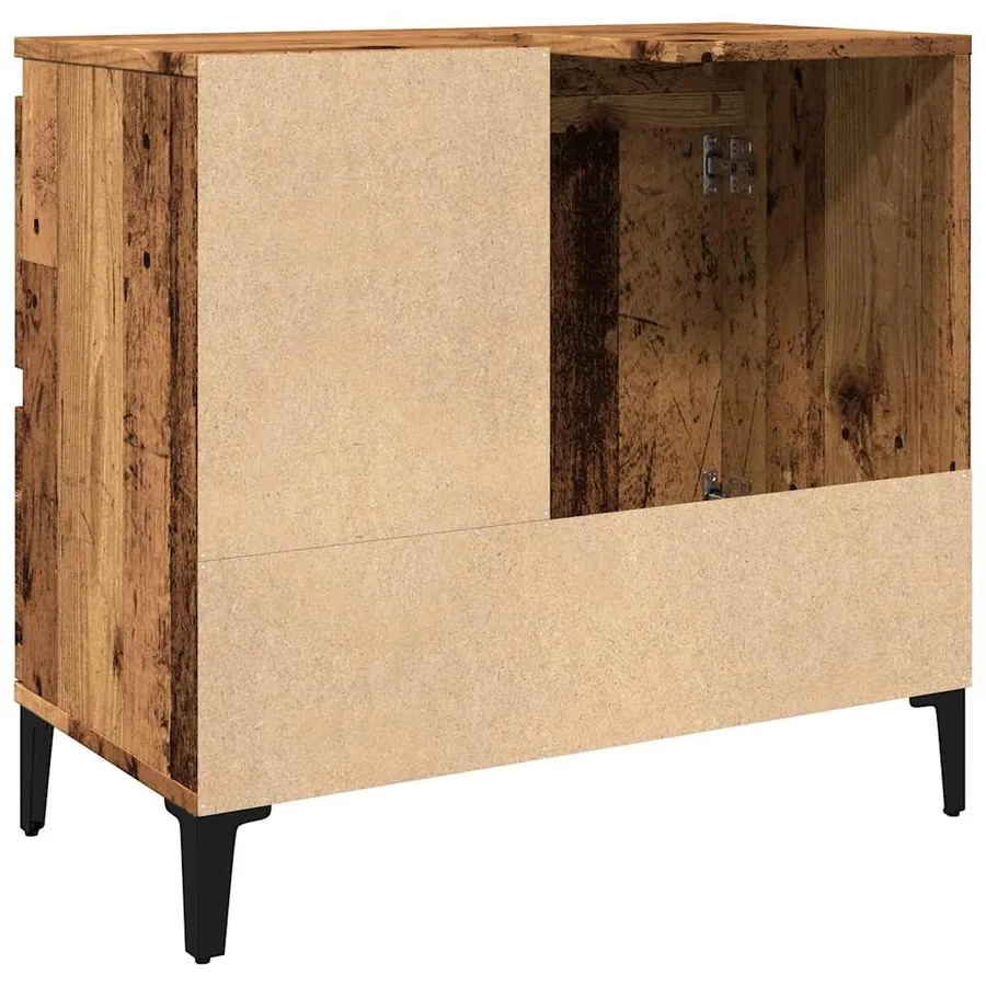 Armoire lavabo vieux bois 65x33x60 cm bois d'ingénierie - 7