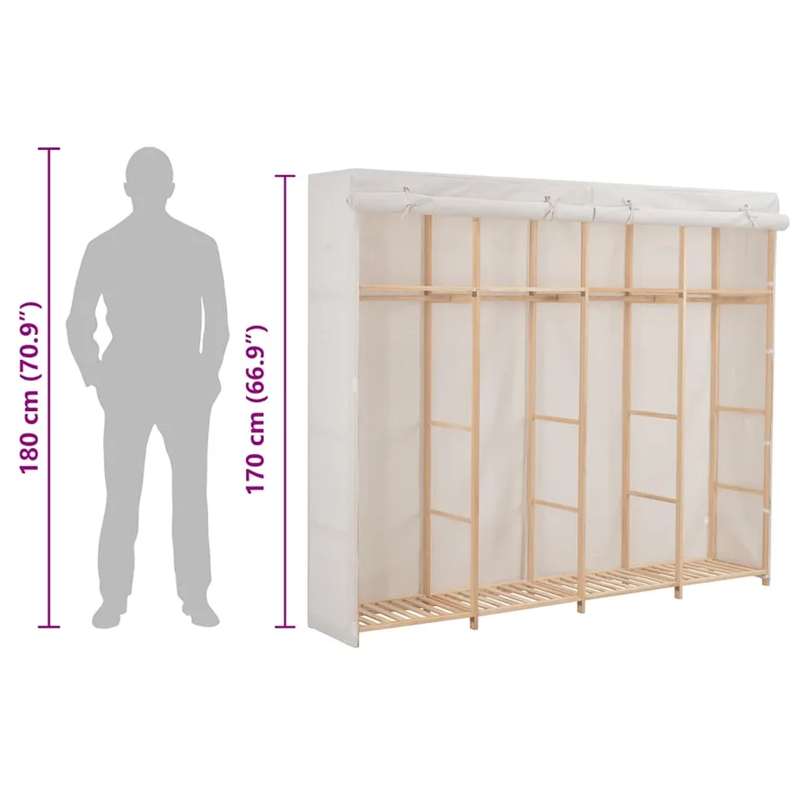 Garde-robe Blanc 200 x 40 x 170 cm Tissu - 7