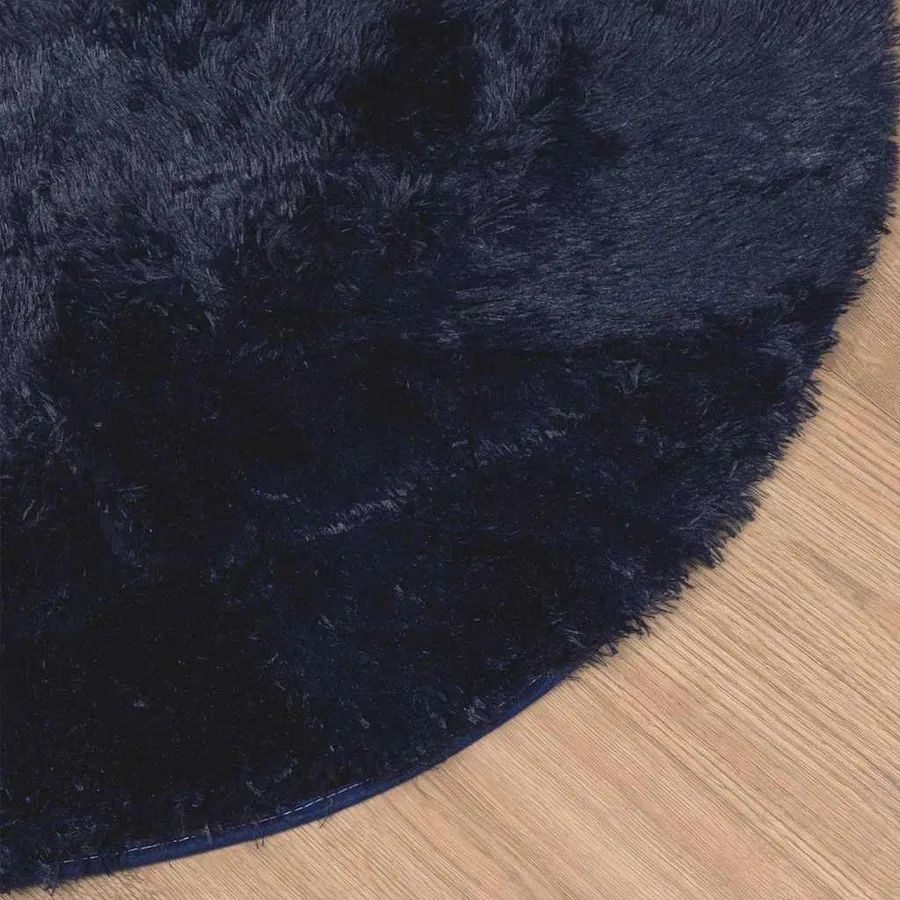 Tapis shaggy à poils longs NAVARRA bleu marine 100x100 cm - 4