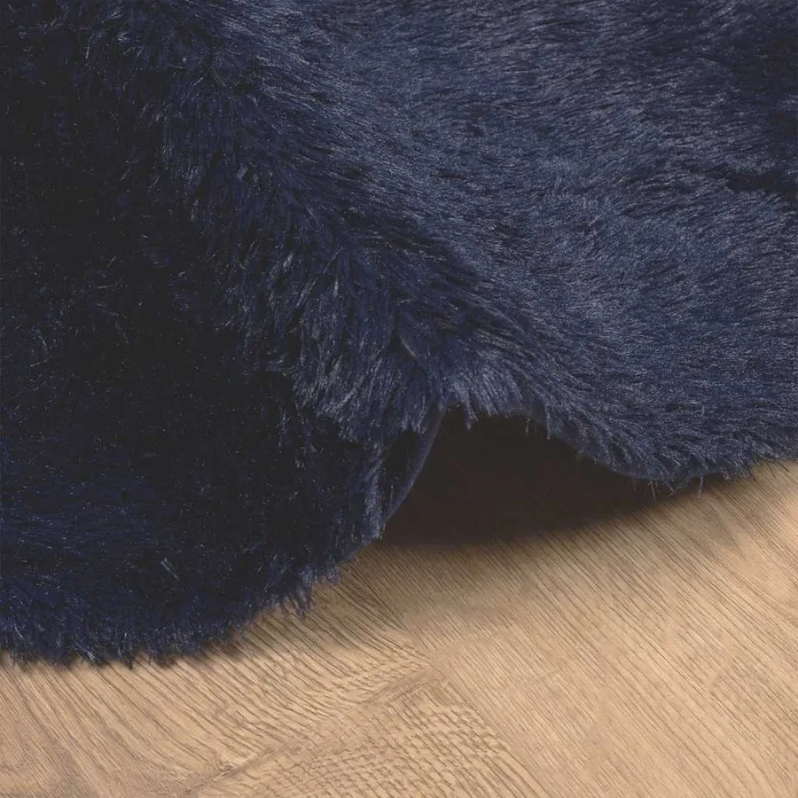 Tapis shaggy à poils longs NAVARRA bleu marine 100x100 cm - 5