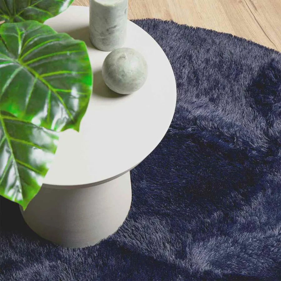 Tapis shaggy à poils longs NAVARRA bleu marine 100x100 cm - 8
