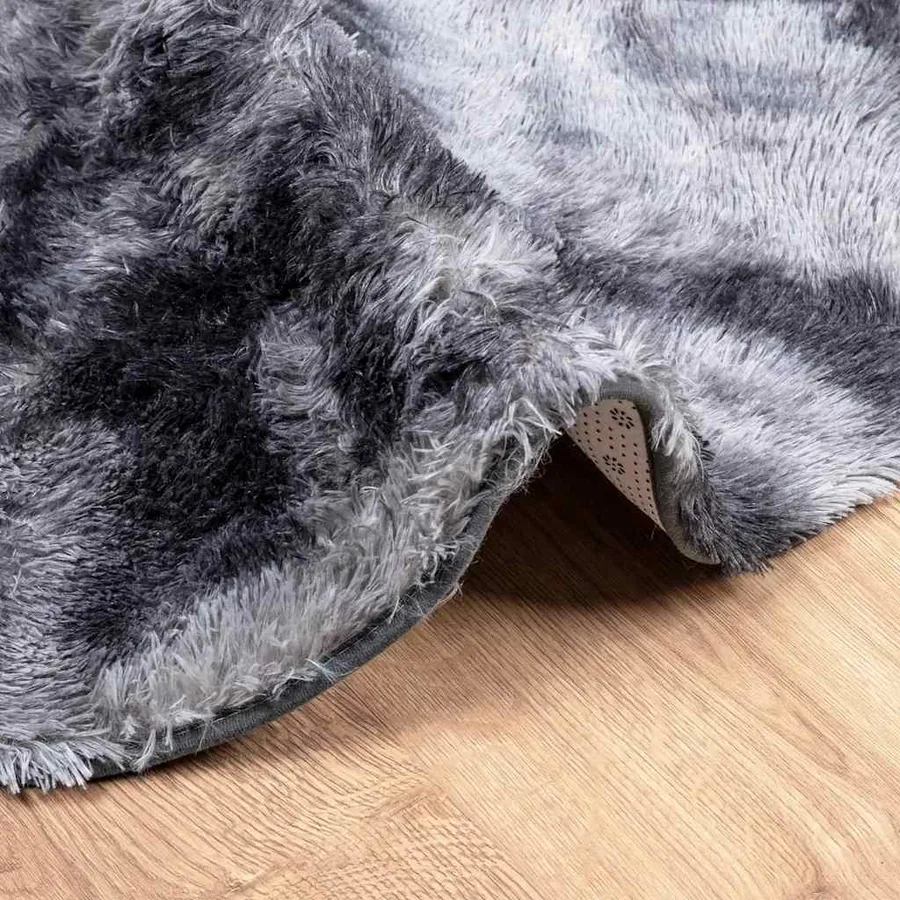 Tapis Shaggy à poils longs NAVARRA gris foncé 200x200 cm - 5