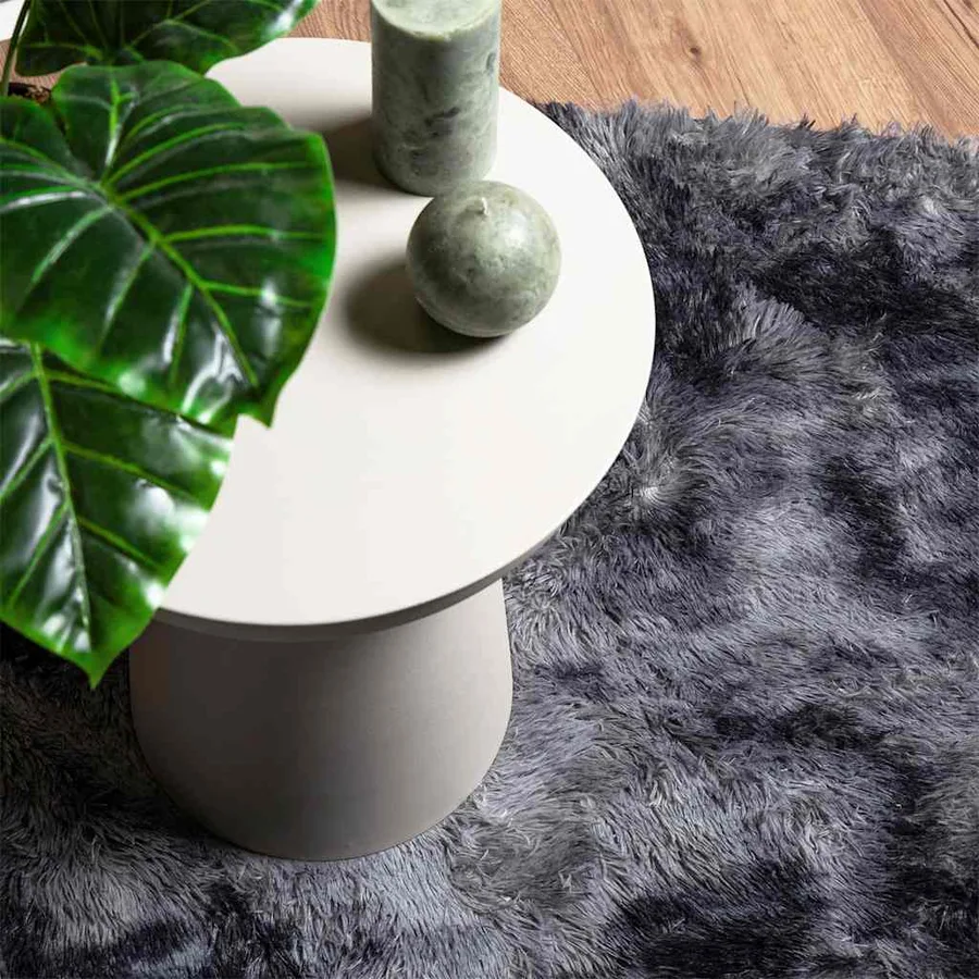 Tapis Shaggy à poils longs NAVARRA gris foncé 200x200 cm - 8
