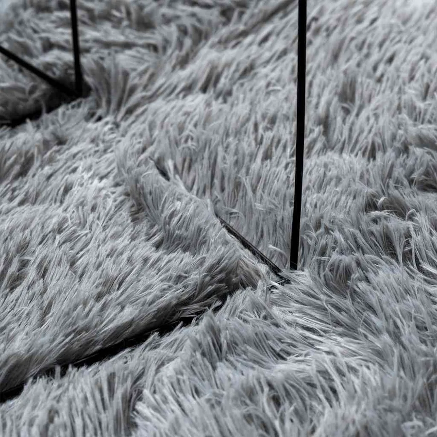 Tapis shaggy à poils longs NAVARRA gris clair 200x200 cm - 7