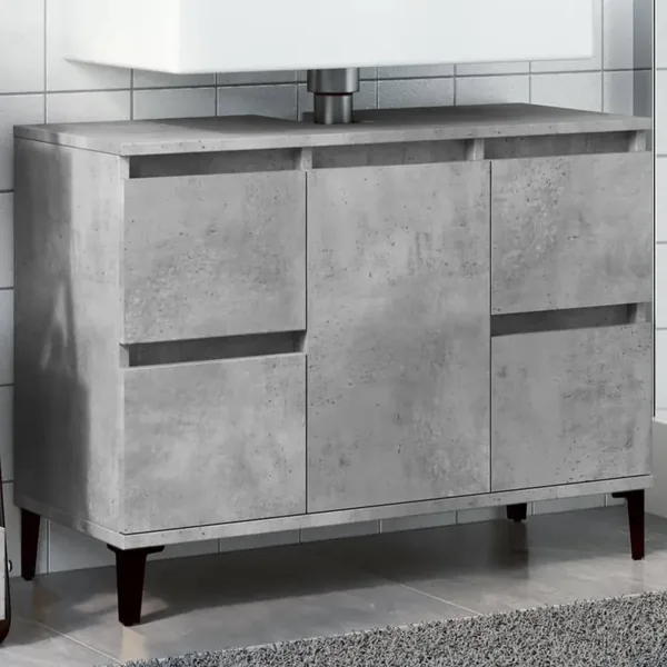 Meuble d'évier gris béton 80x33x60 cm bois d'ingénierie