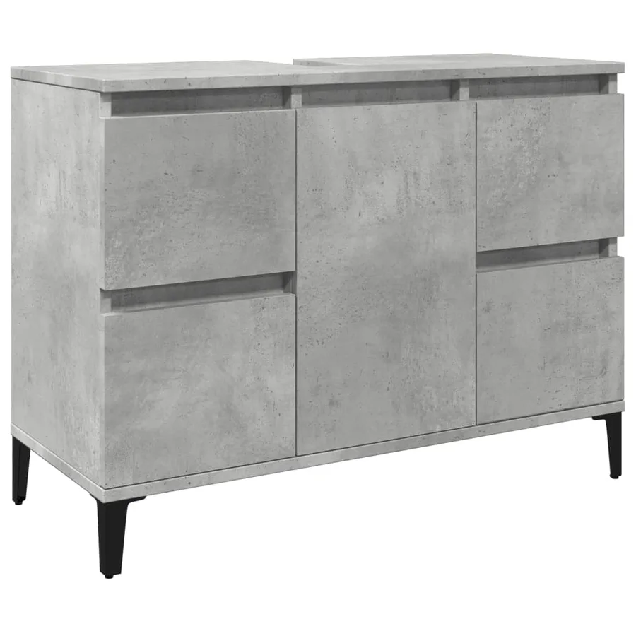 Meuble d'évier gris béton 80x33x60 cm bois d'ingénierie - 2