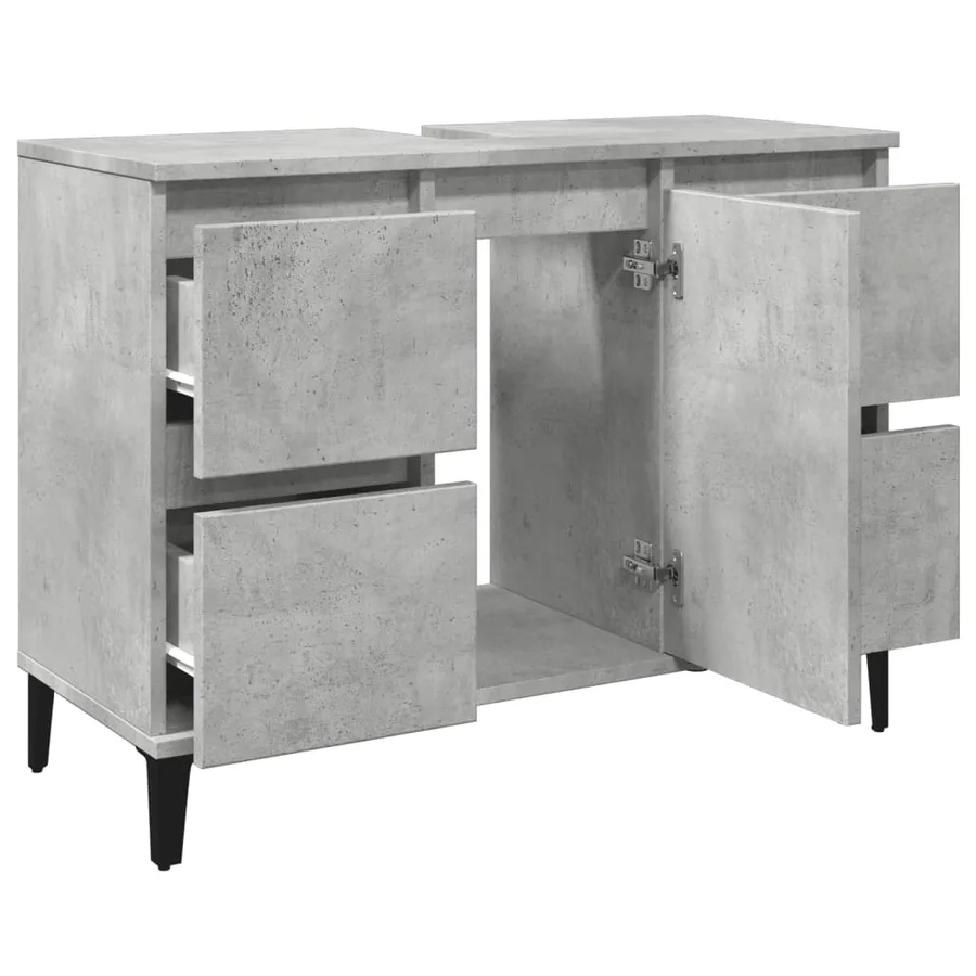 Meuble d'évier gris béton 80x33x60 cm bois d'ingénierie - 5