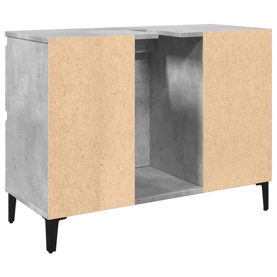Meuble d'évier gris béton 80x33x60 cm bois d'ingénierie - 7