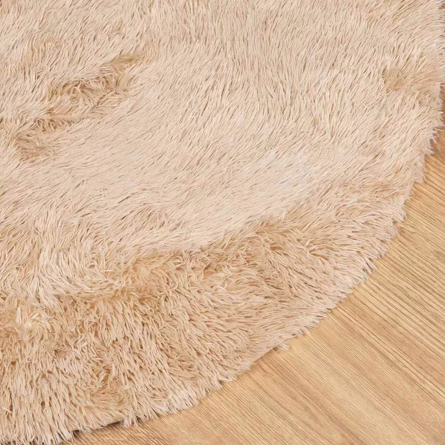 Tapis shaggy à poils longs NAVARRA beige 120x120 cm polyester - 4