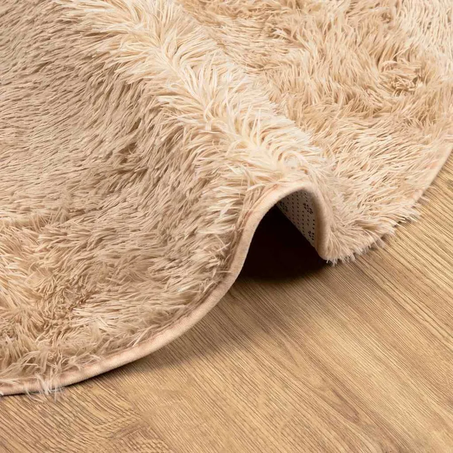 Tapis shaggy à poils longs NAVARRA beige 120x120 cm polyester - 5