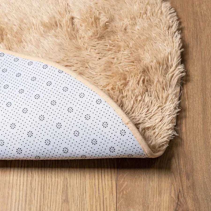 Tapis shaggy à poils longs NAVARRA beige 120x120 cm polyester - 6