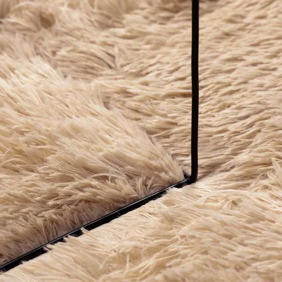 Tapis shaggy à poils longs NAVARRA beige 120x120 cm polyester - 7