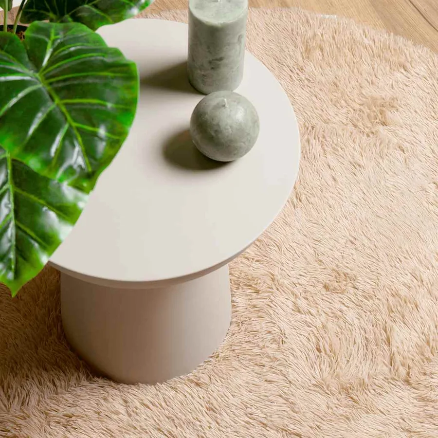 Tapis shaggy à poils longs NAVARRA beige 120x120 cm polyester - 8