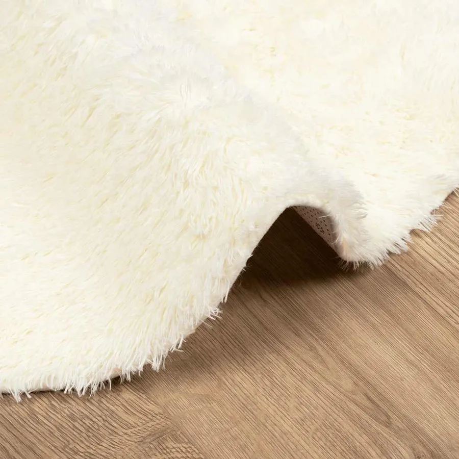 Tapis shaggy à poils longs NAVARRA crème 120x120 cm polyester - 5