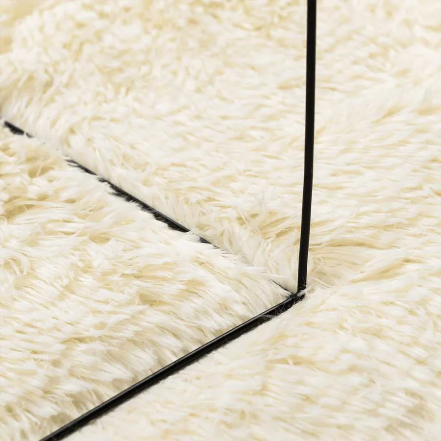 Tapis shaggy à poils longs NAVARRA crème 120x120 cm polyester - 7