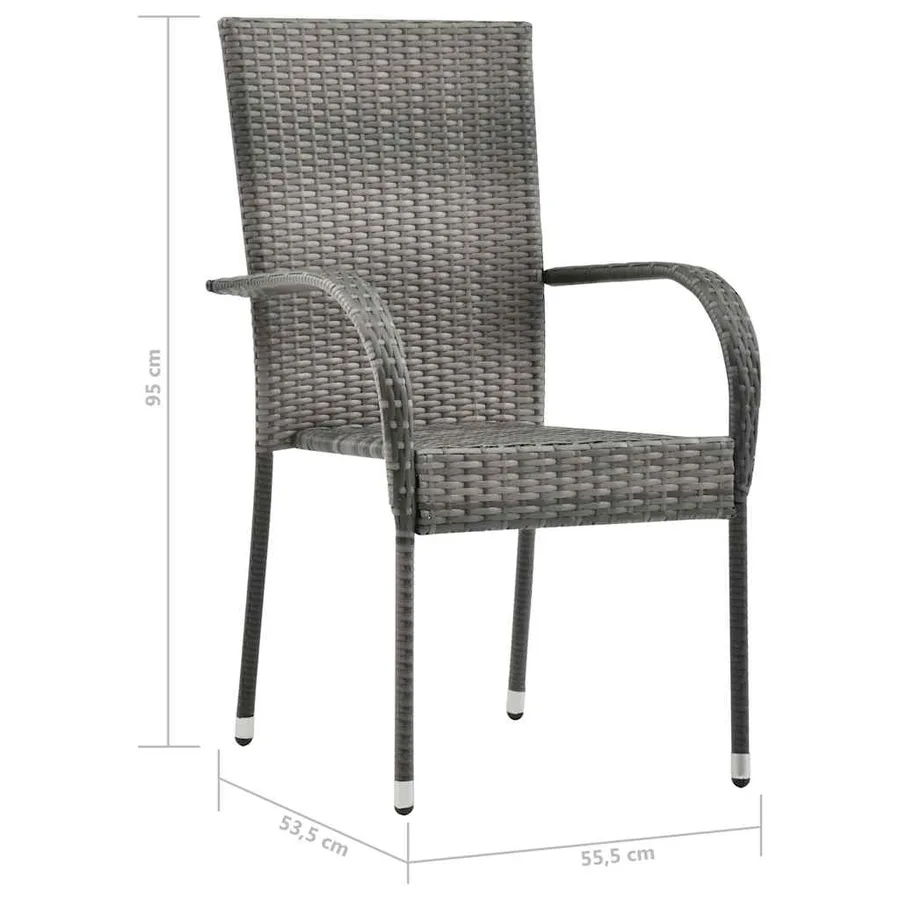 Ensemble à manger de jardin 5 pcs Résine tressée Gris - 10