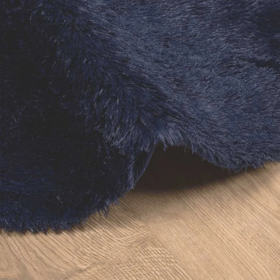 Tapis shaggy à poils longs NAVARRA bleu marine 160x160 cm - 5