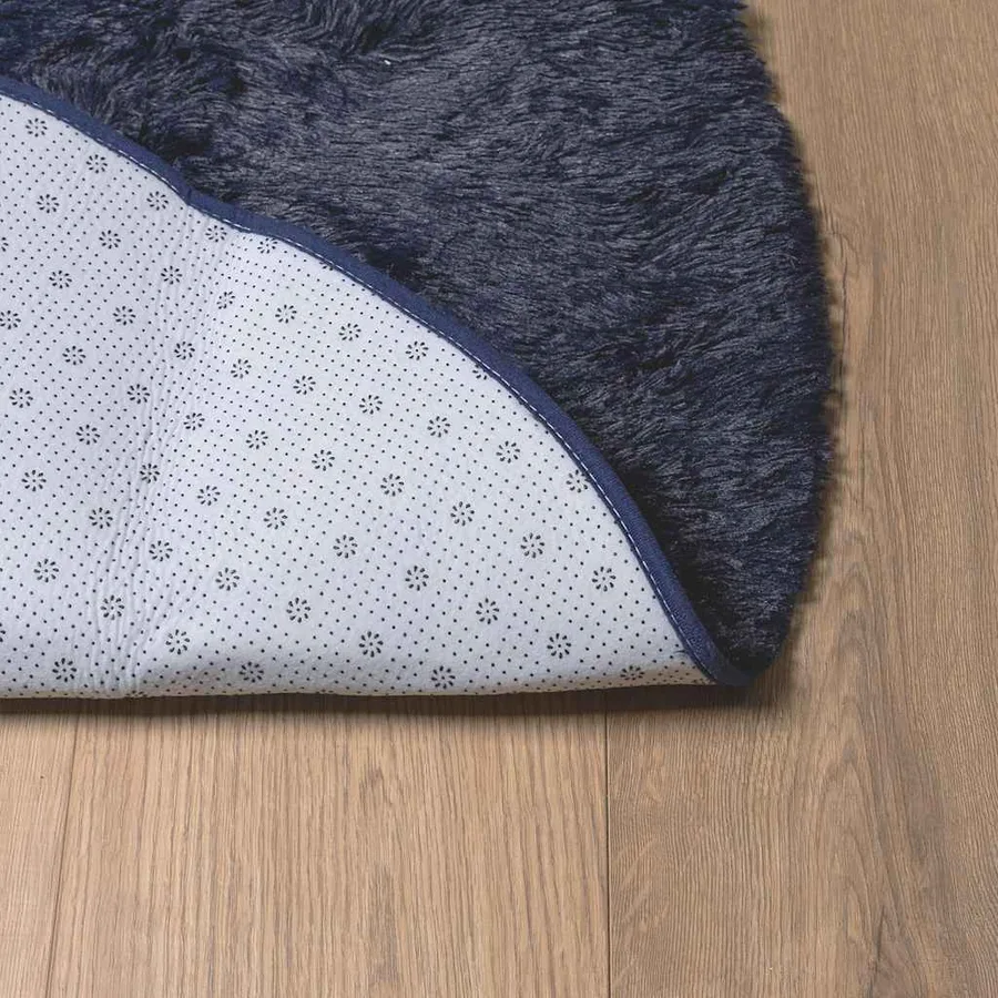 Tapis shaggy à poils longs NAVARRA bleu marine 160x160 cm - 6