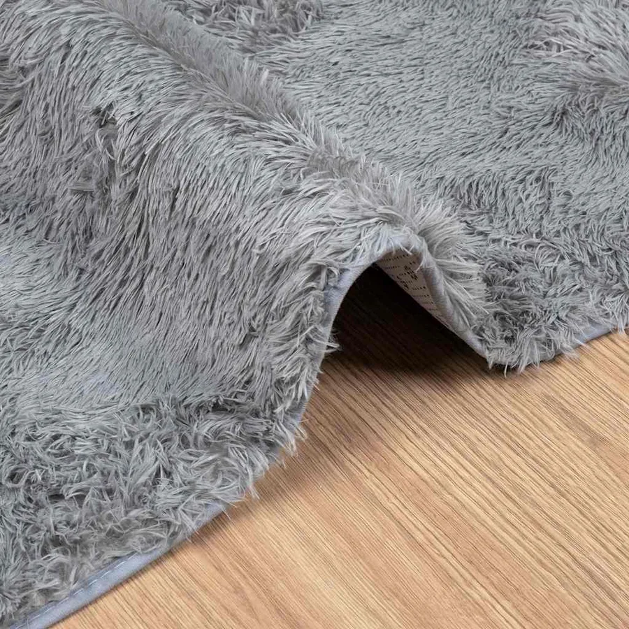 Tapis Shaggy à poils longs NAVARRA gris clair 240x240 cm - 5