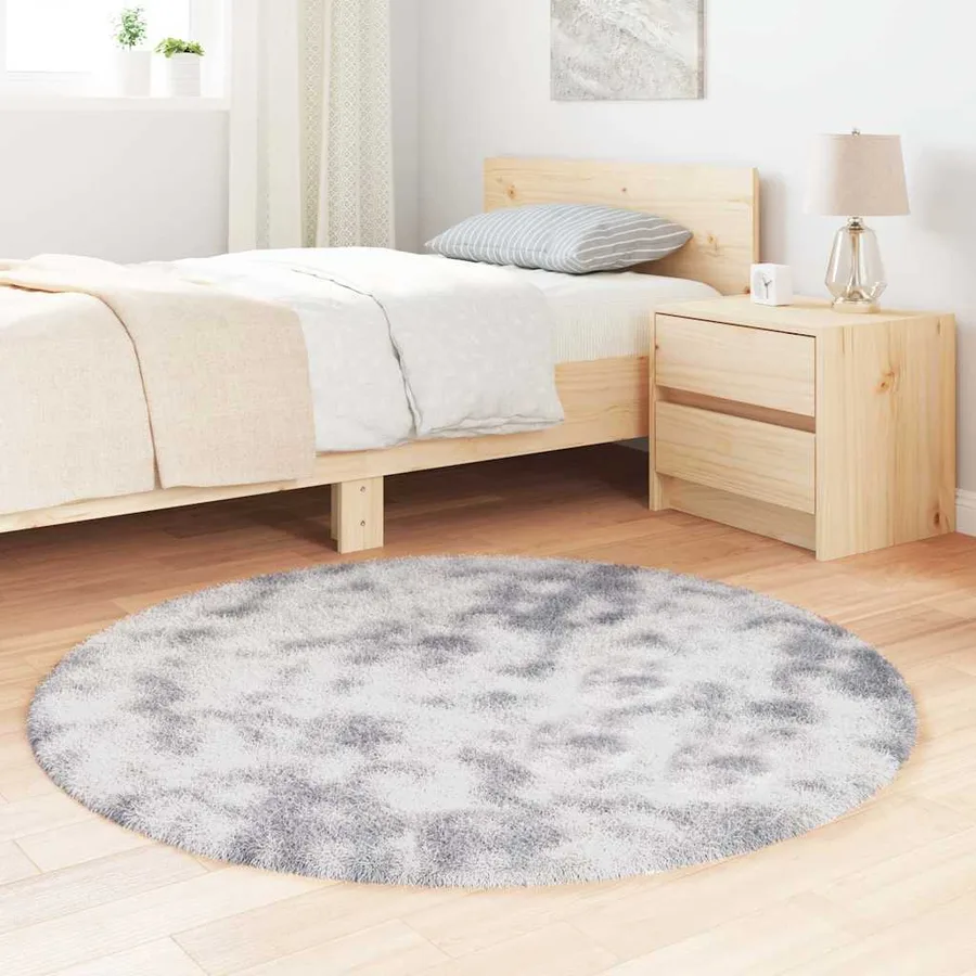Tapis shaggy à poils longs NAVARRA gris argenté 120x120 cm - 3