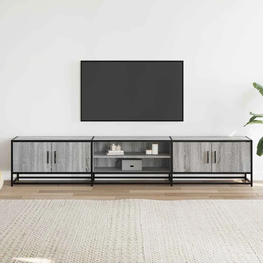 Meuble TV sonoma gris 210x35x41 cm bois d'ingénierie - 3