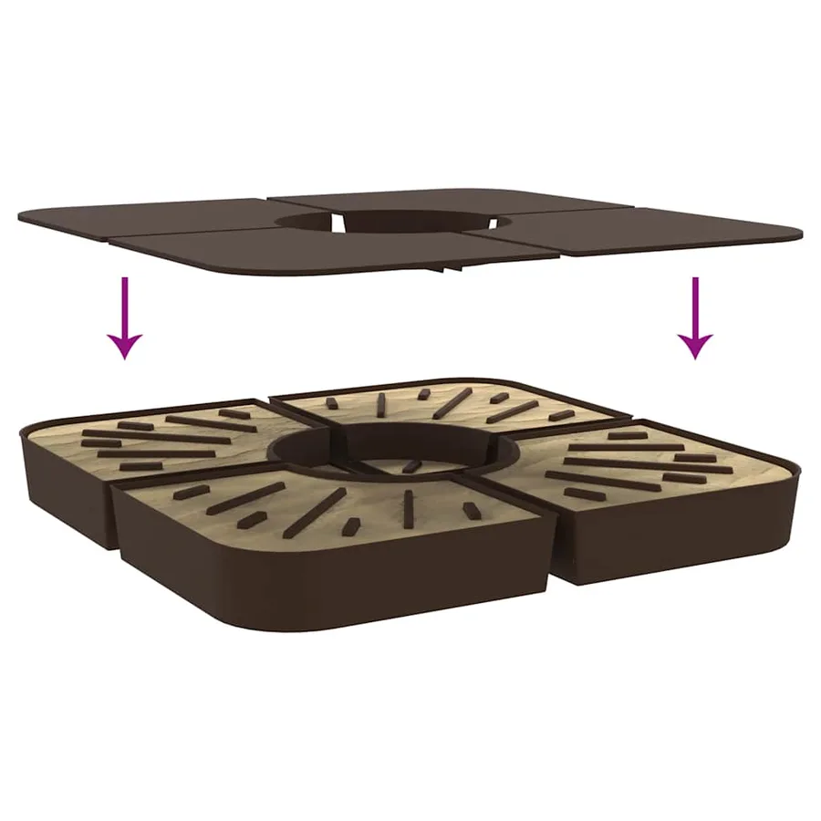 Ensemble de base de parasol pour parasols à pied croisé 4pcs PP - 6