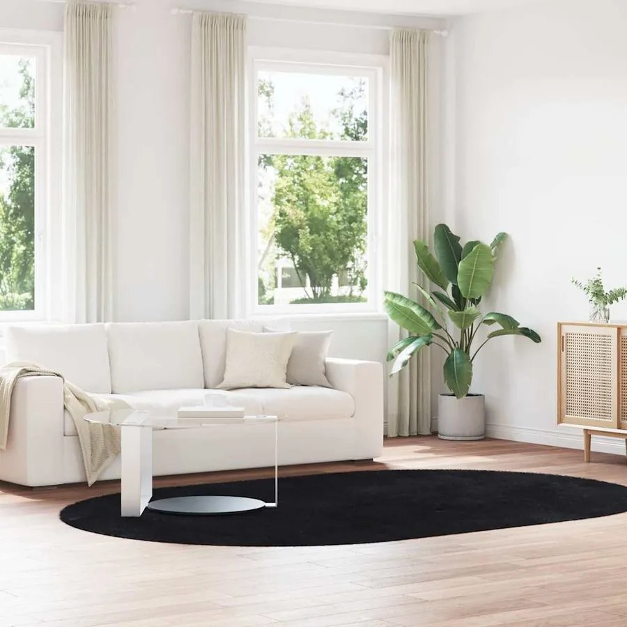 Tapis shaggy à poils longs NAVARRA noir 300x200 cm polyester