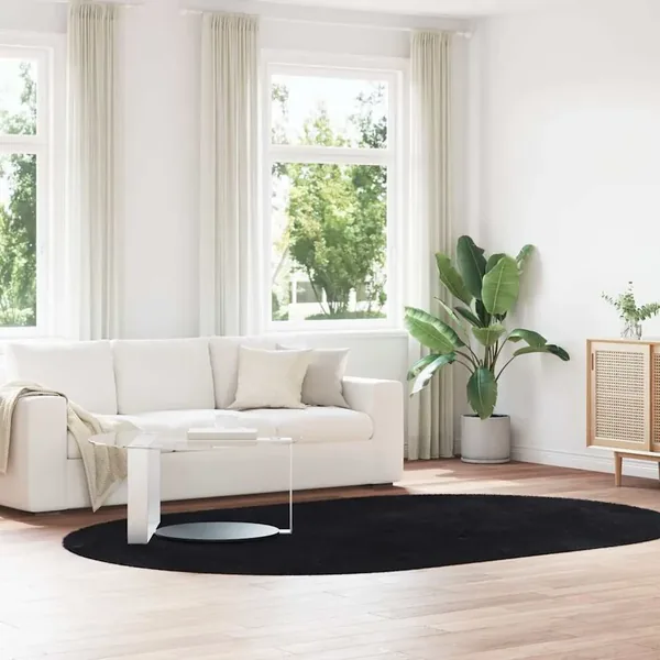 Tapis shaggy à poils longs NAVARRA noir 300x200 cm polyester