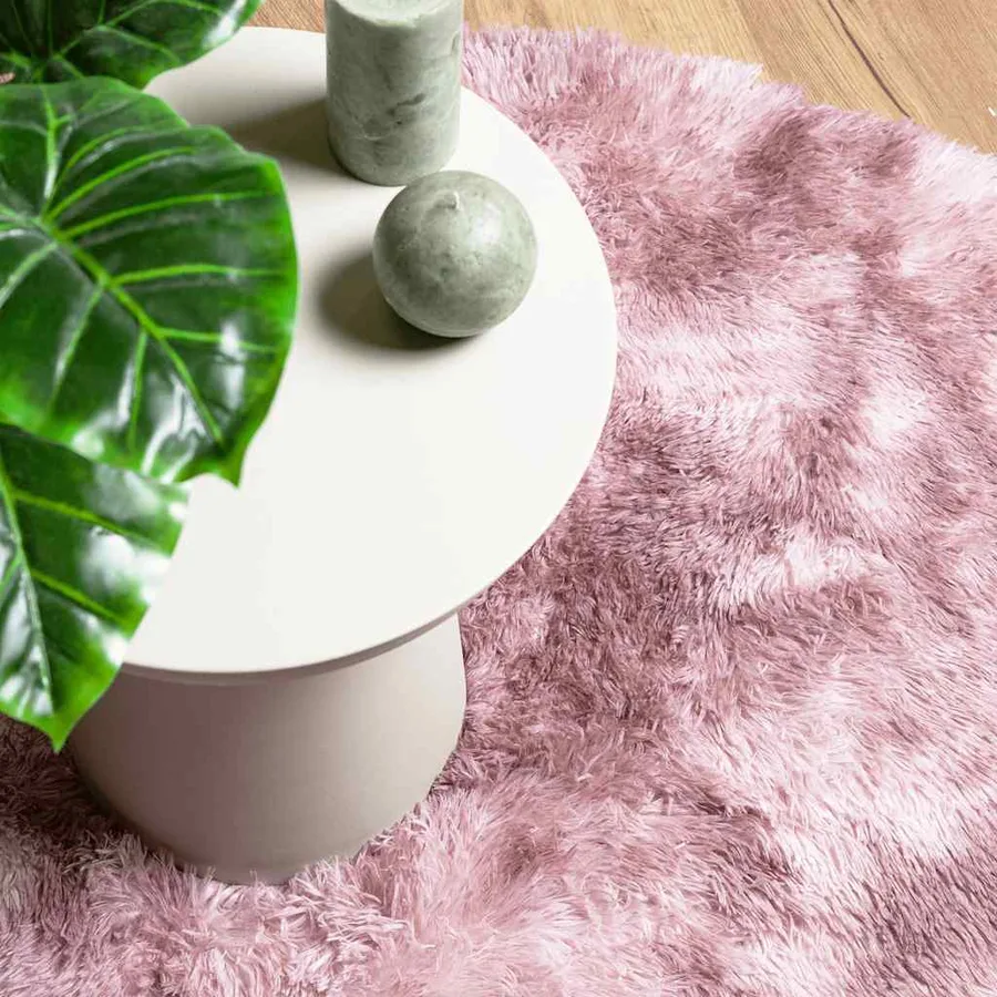 Tapis Shaggy à poils longs NAVARRA rose poudré 240x240 cm - 8
