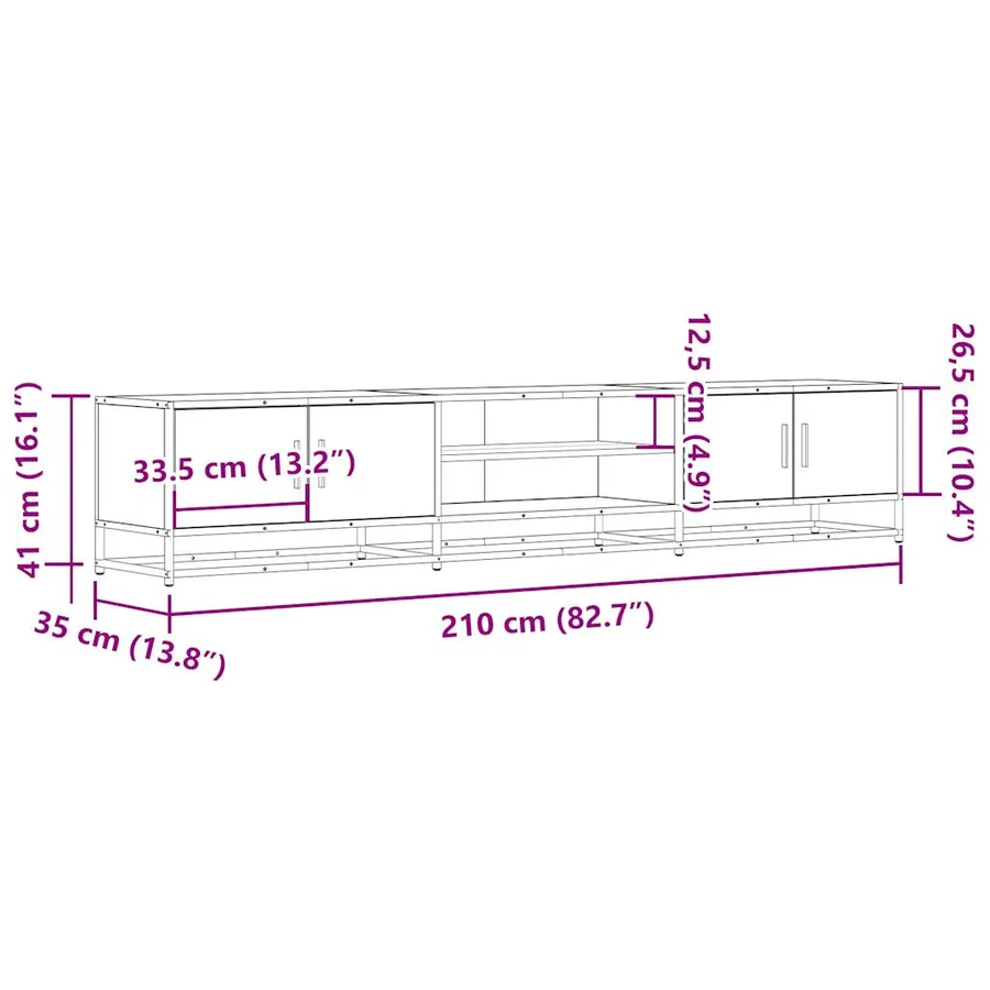 Meuble TV chêne sonoma 210x35x41 cm bois d'ingénierie - 10